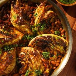 Caramelized Cabbage With Spiced-braised Flor de Mayo Beans