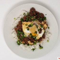 Asian Pork And Beef Rice Bowl