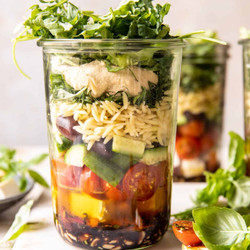 Marinated Tomato Feta Orzo Salad Jars