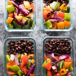 Grilled Veggie &amp; Black Bean Meal Prep Bowls