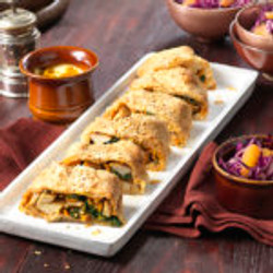 Veganer Pilz-Spinatstrudel