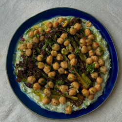 MARINATED CHICKPEAS, TENDERSTEM BROCCOLI + TZATZIKI