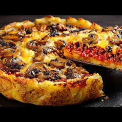 Crispy Potato Pie With Meat And Mushroom Filling