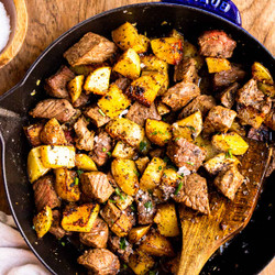 Garlic Butter Steak Bites And Potatoes Recipe