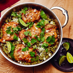 One-pot Chicken Thighs With Cilantro Rice And Beans