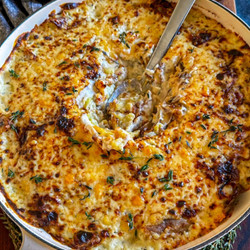 French Onion Baked Potatoes sides maybe vego