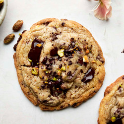Brown Butter Pistachio Chocolate Chip Cookies