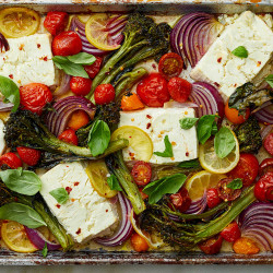 Sheet-pan Baked Feta With Broccolini, Tomatoes And Lemon