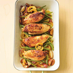 Roasted Chicken With Lemon-garlic Green Beans