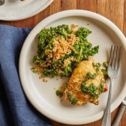 Air Fryer Chicken Thighs With Salsa Verde And Lemony Kale Salad