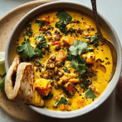 Gingered Sweet Potato And Coconut Milk Stew With Lentil &amp; Kale