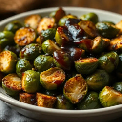 Crispy Roasted Brussels Sprouts With Balsamic Glaze