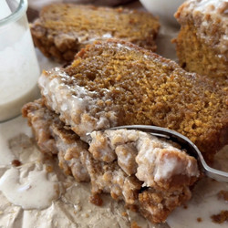Moist Pumpkin Streusel Cake With Brown Sugar Crumble And Spiced Glaze