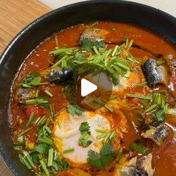 High Protein Healthy Shakshouka Breakfast With Sardines And Eggs