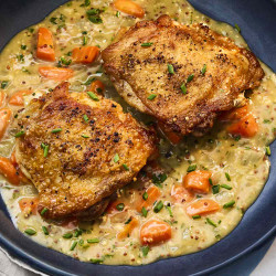 Cider Vinegar-braised Chicken Thighs