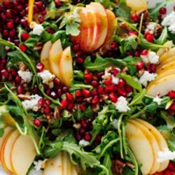 Pomegranate &amp; Pear Green Salad With Ginger Dressing