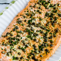 Slow Roasted Salmon (with Butter, Garlic, Capers, And Lemon)