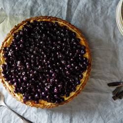 Ricotta Custard Blueberry Tart With Nut Crescent Crust