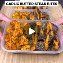 High Protein Garlic Butter Steak Bites &amp; Crispy Potatoes