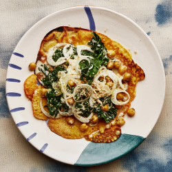Chickpea Pancakes with Kale &amp; Fennel