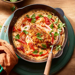 Chicken With Red Pepper And Smoky Parmesan Cream
