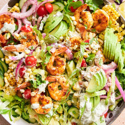 Shrimp Avocado Salad With Tahini Dressing