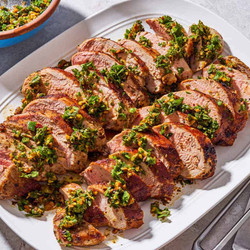 Roasted Pork Tenderloin With Herb And Pistachio Salsa
