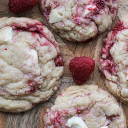 Sourdough Raspberry White Chocolate Cookies