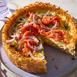 Hash Brown Crust Quiche With Smoked Salmon