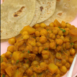 Jamaican Chickpea Curry with Potatoes (wrapped in Roti)