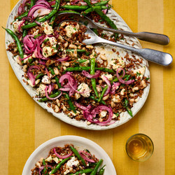 Red Rice And Green Bean Salad With Feta And Pomegranate Molasses