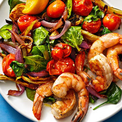 Roasted Shrimp, Tomatoes, And Spinach