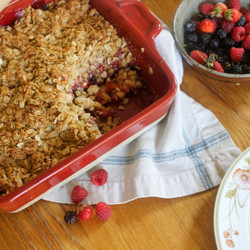 Healthier Mixed Berry Rhubarb Crisp - Gluten Free