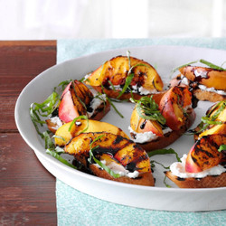 Grilled Nectarine &amp; Cheese Crostini