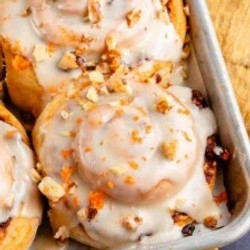 Vegan Carrot Cake Cinnamon Rolls W/ Cream Cheese Frosting