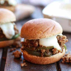 20 Minute Chicken Cheesesteak Sloppy Joe Sliders