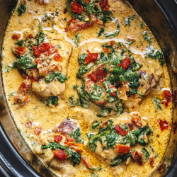 Crock-pot Tuscan Garlic Chicken Thighs