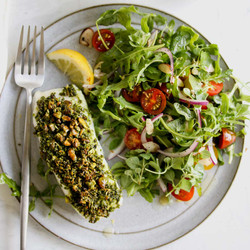 Matcha-pistachio Crusted White Fish