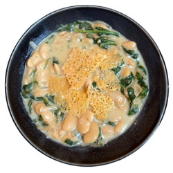 PARMESAN SHALLOT WHITE BEAN SKILLET WITH CRUSTY BREAD