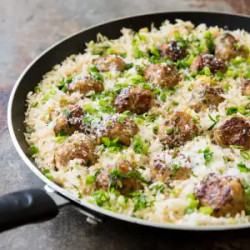Skillet Turkey Meatballs With Lemony Rice