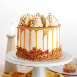 Banana Cake With Brown Butter Frosting And Salted Caramel