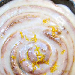 Orange Spiced Skillet Rolls With Cream Cheese Glaze