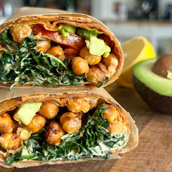 Roasted Chickpea &amp; Kale Wraps