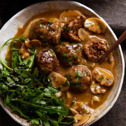 Salisbury Steak Meatballs With Mushroom Gravy