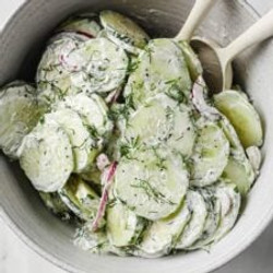 Creamy Dill Cucumber Onion Salad (with Sour Cream And Mayo)