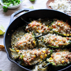 Salsa Verde Pork-stuffed Poblano Peppers