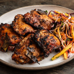 Jerk Chicken With Mango Coleslaw And Hot Sauce