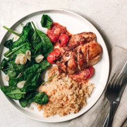 Garam Masala Chicken With Ginger Rice And Garlic Spinach