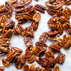2 Ingredient Oven Baked Candied Maple Pecans