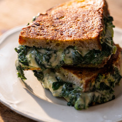 Creamy Spinach And Cheddar Eggy Bread Toastie